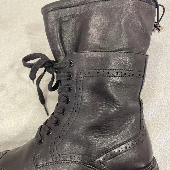 Prada Black Leather Combat Boots Size 7 - Picture 5 of 13